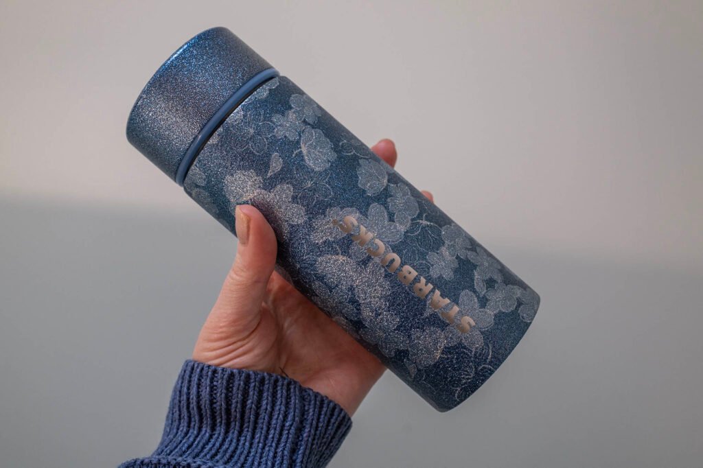 Starbucks stainless steel sakura glitter night bottle from the Japan 2025 collection