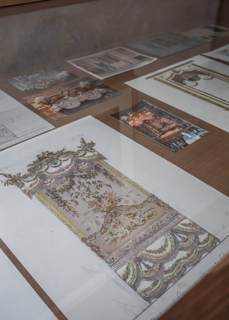 Illustration of Marie Antoinette's bed at the 20th Anniversary Marie Antoinette by Sofia Coppola exhibition at Versailles