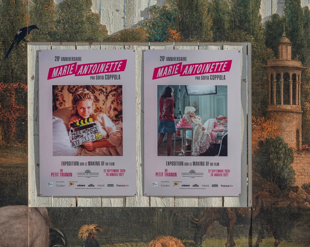 Photo of posts for the 20th Anniversary Marie Antoinette by Sofia Coppola exhibition at Versailles