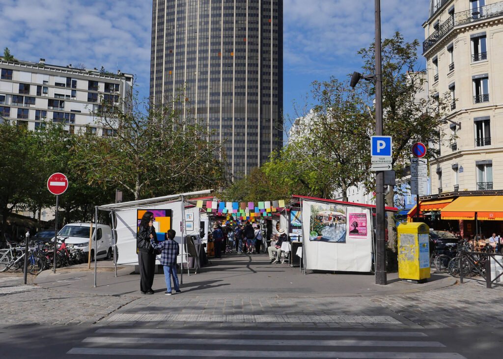 The Marché de la Création art market in Montparnasse in Paris on Sunday
