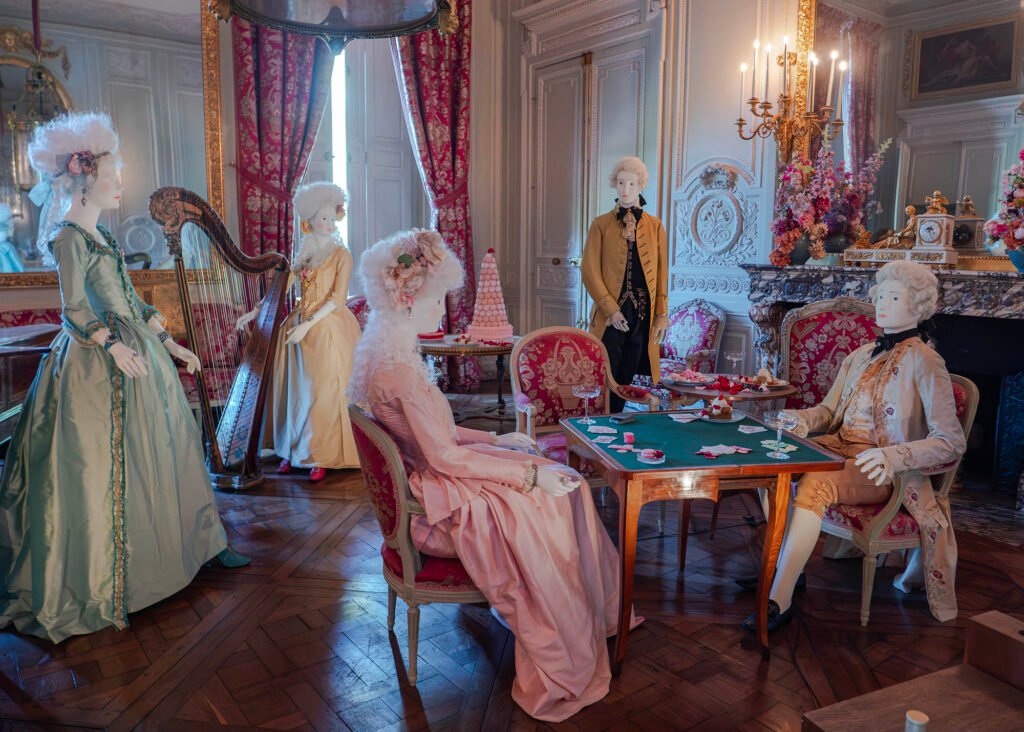 Film costumes at the Petit Trianon at the 20th Anniversary Marie Antoinette by Sofia Coppola exhibition at Versailles
