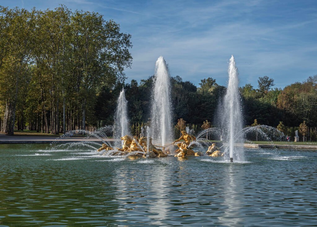Apollo Fountain in Versailles with the fountains on