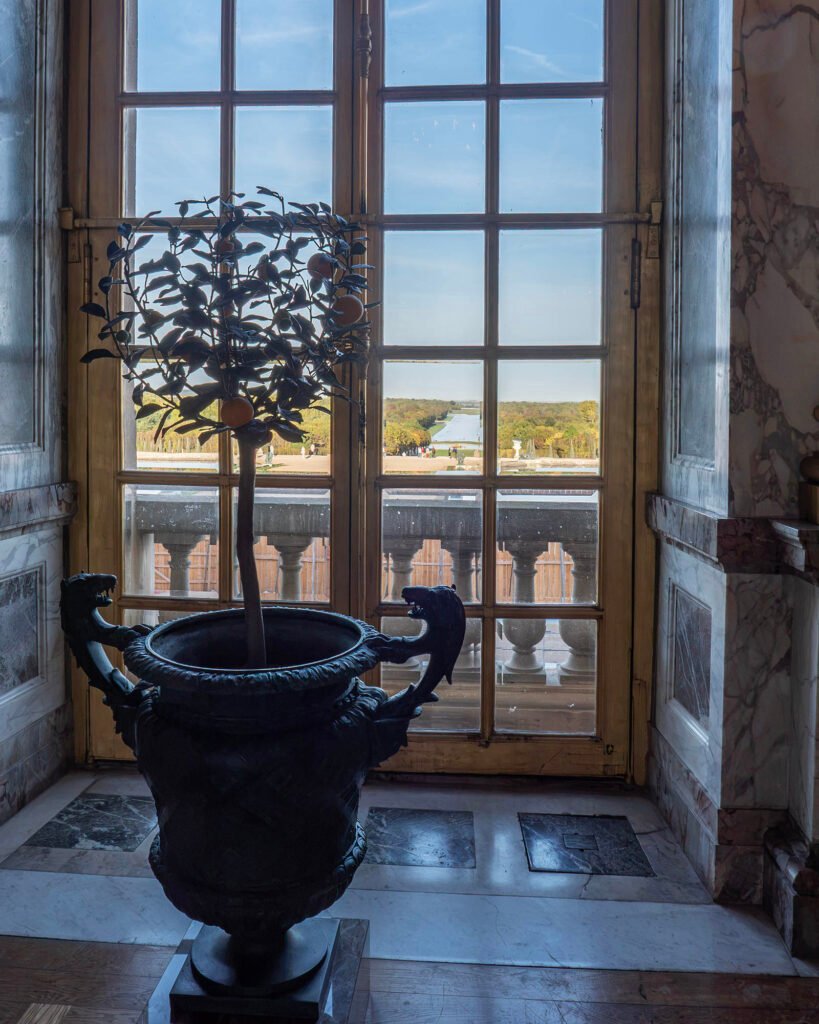 View out of the window of the Grand Canal from the Hall of Mirrors
